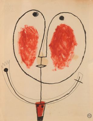 Albert CHUBAC (1925-2008) Personnage aux joues rouges Crayon…
