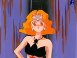 a cartoon picture of a woman in a black dress