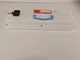 a white box with a blue cord attached to it
