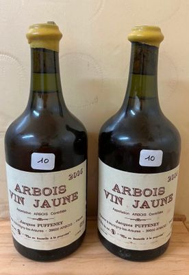 two bottles of wine sitting on top of a wooden table