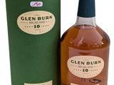 une bouteille de whisky Glen Burn 10 ans d'âge à côté d'une boîte verte