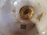 a close up of a bowl with dirt on it