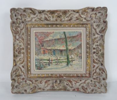 an image of a picture of a picture of a house in the snow