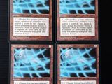 quatre cartes ornées de motifs bleus et noirs