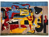 an image of a colorful rug with a painting on it