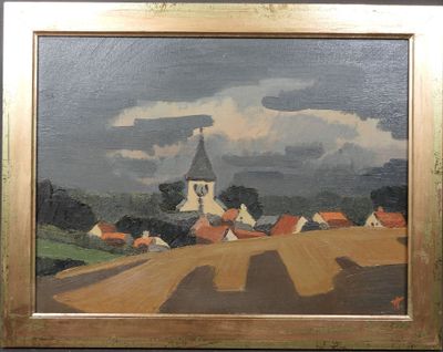 une image représentant un tableau d'une église dans un cadre champêtre