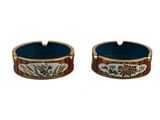 paire d'étuis à cigarettes à motifs floraux, dorés et bleus