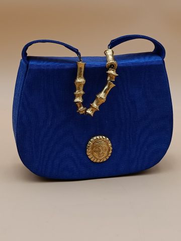 Christian LACROIX - Petit sac du soir bleu en moiré, bijou fermoi
