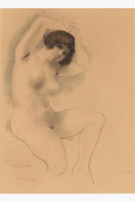 an image of a drawing of a nude woman sitting on a chair