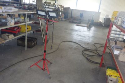 a picture of a room with a lot of tools on the floor