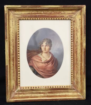 a painting of a man with a red shaw around his neck