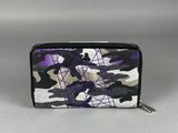 Portefeuille à fermeture éclair, motif camouflage violet et noir