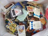 a bag full of books that are sitting on a table