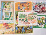 many cards of different colors and designs on the table