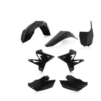 a set of black motorcycle fenders and fender guards on a white background