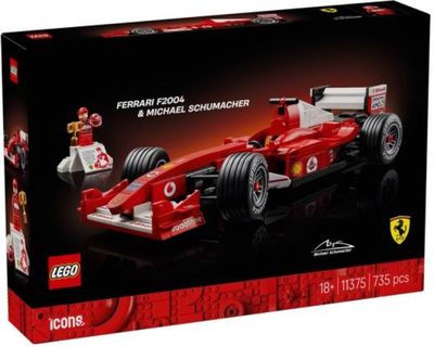 une boîte de Lego contenant une voiture de course rouge