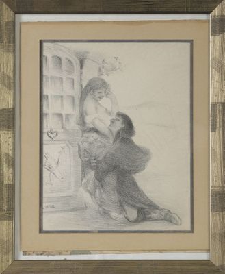 dessin représentant une femme assise sur une chaise devant une fenêtre