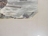 a painting of a man in a boat on the water