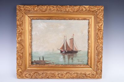 une image d'un tableau représentant un voilier dans l'eau
