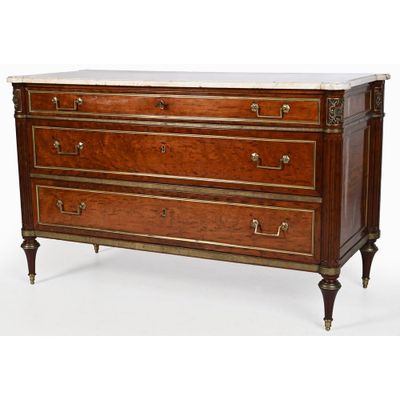 LARGE COMMODE LOUIS XVI de forme rectangulaire en acajou et … - Photo 1