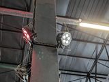 a light that is hanging from the ceiling of a building