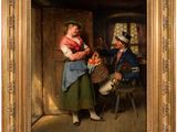 une image représentant un tableau où l'on voit une femme et un enfant dans une cuisine