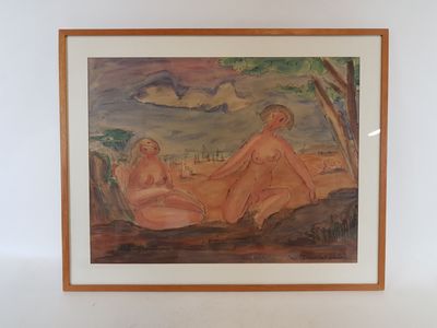 Lambert WALSON (XXème) - "Zita et Mathilde" - Aquarelle sign…