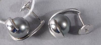 pair of silver earrings with blue stones on a white surface