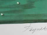 drawing of a painting of a green field with white flowers