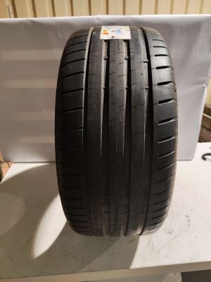 a close up of a tire on top of a table