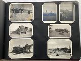 several black and white photos of old airplanes in an open book