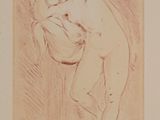 an image of a drawing of a nude woman in a bathrobe