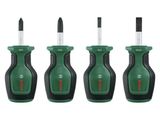 a set of three green screw screwdrivers with a black handle