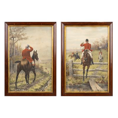 deux tableaux représentant un homme à cheval et un homme à cheval muni d'un pistolet