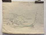 un dessin sur une feuille de papier accrochée au mur
