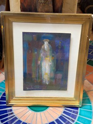 une image d'un tableau représentant une femme en robe blanche