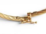 an image of a close up of a gold bracelet on a white background