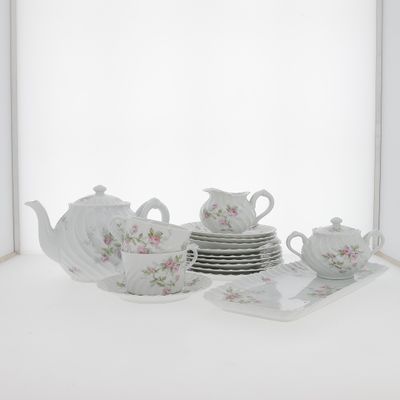 HAVILAND LIMOGES Service à thé en porcelaine blanche à côte …