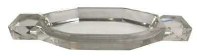 silver plated ashtray with clear glass and silver rim