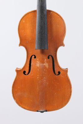 a close up of a violin with a bow on a white background