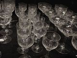 many empty wine glasses on the table ready to be served