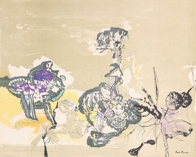 un dessin représentant une femme et un homme à cheval