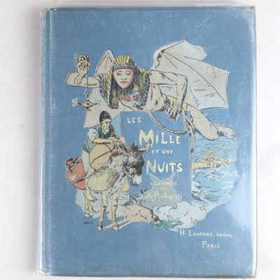 un livre bleu avec une image représentant une femme et un homme à cheval