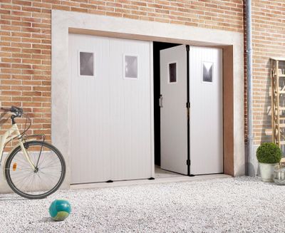 Porte garage pliante manuelle PRIMO PVC/hublots H.200 x l.24…