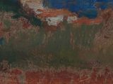 a painting of a giraffe standing in a field