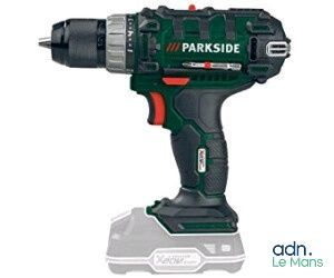 a close up of a cordless drill on a white background