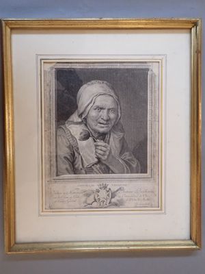 Ecole du XVIIIème siècle. "L'heureuse vieillesse", gravure e…
