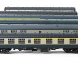 a lot of train cars that are lined up together