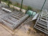 a lot of metal frames that are laying on the ground
