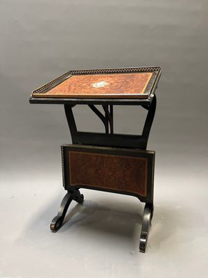 an image of a small wooden table with a drawer underneath it